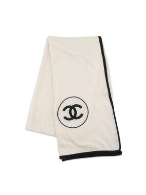Chanel Shawl CC Logo Cashmere Silk Scarf